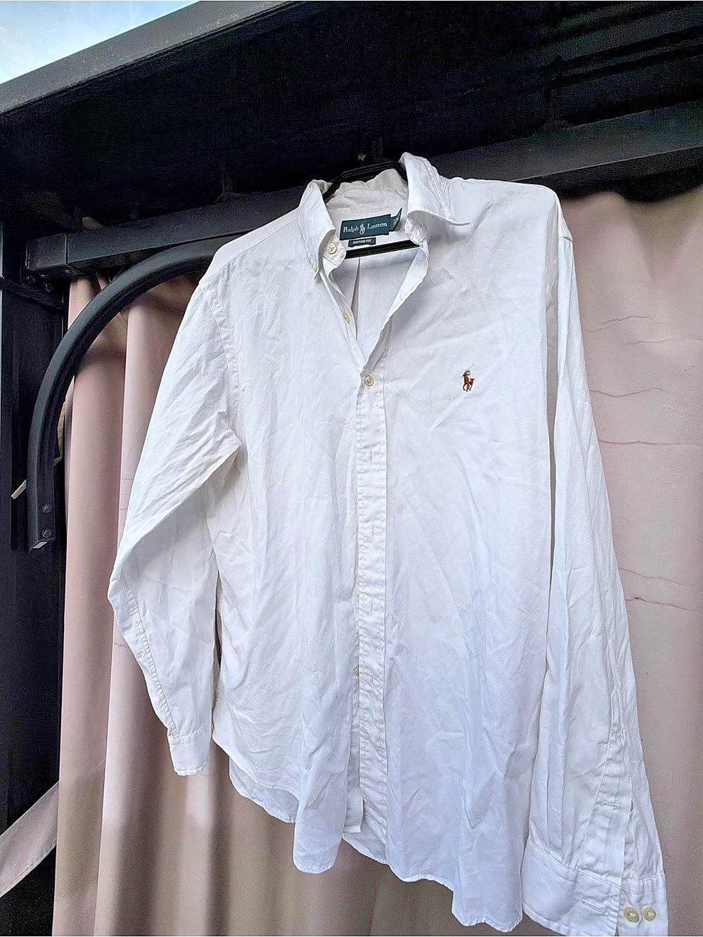 Ralph Lauren Men's White Custom Fit Dress Shirt Neck 17 Sleeve 34/35 Pony Logo